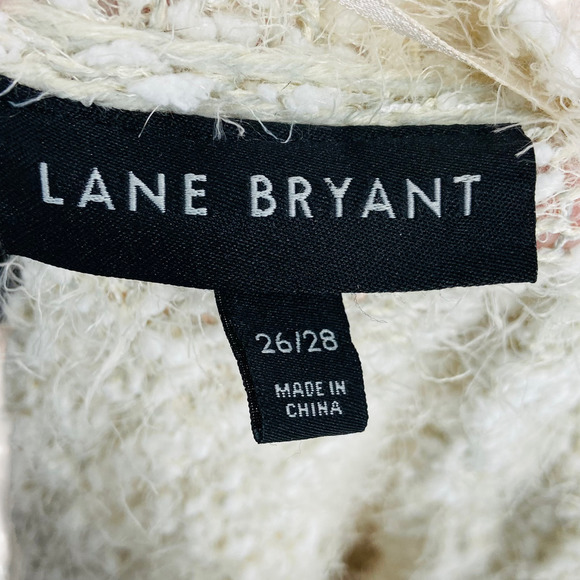 Lane Bryant Chunky Eyelash Knit 3/4 Sleeve Patterned Stripe Cardigan Size 26/28w - Picture 5 of 7